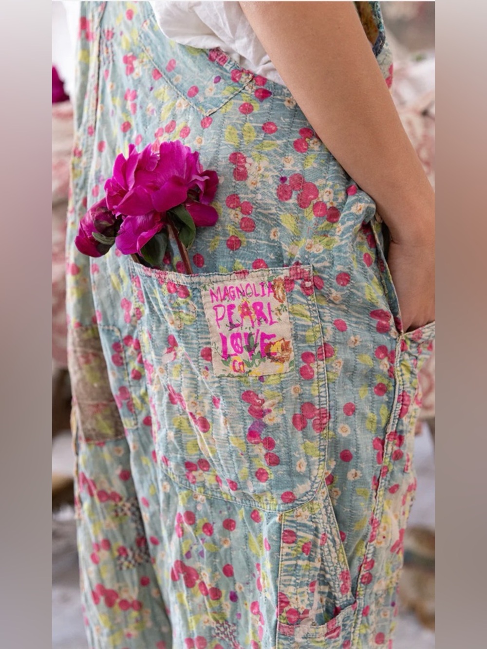 MAGNOLIA PEARL LOVE RARE CHERRY BLOSSOM OVERALLS OS - Picture 3 of 16